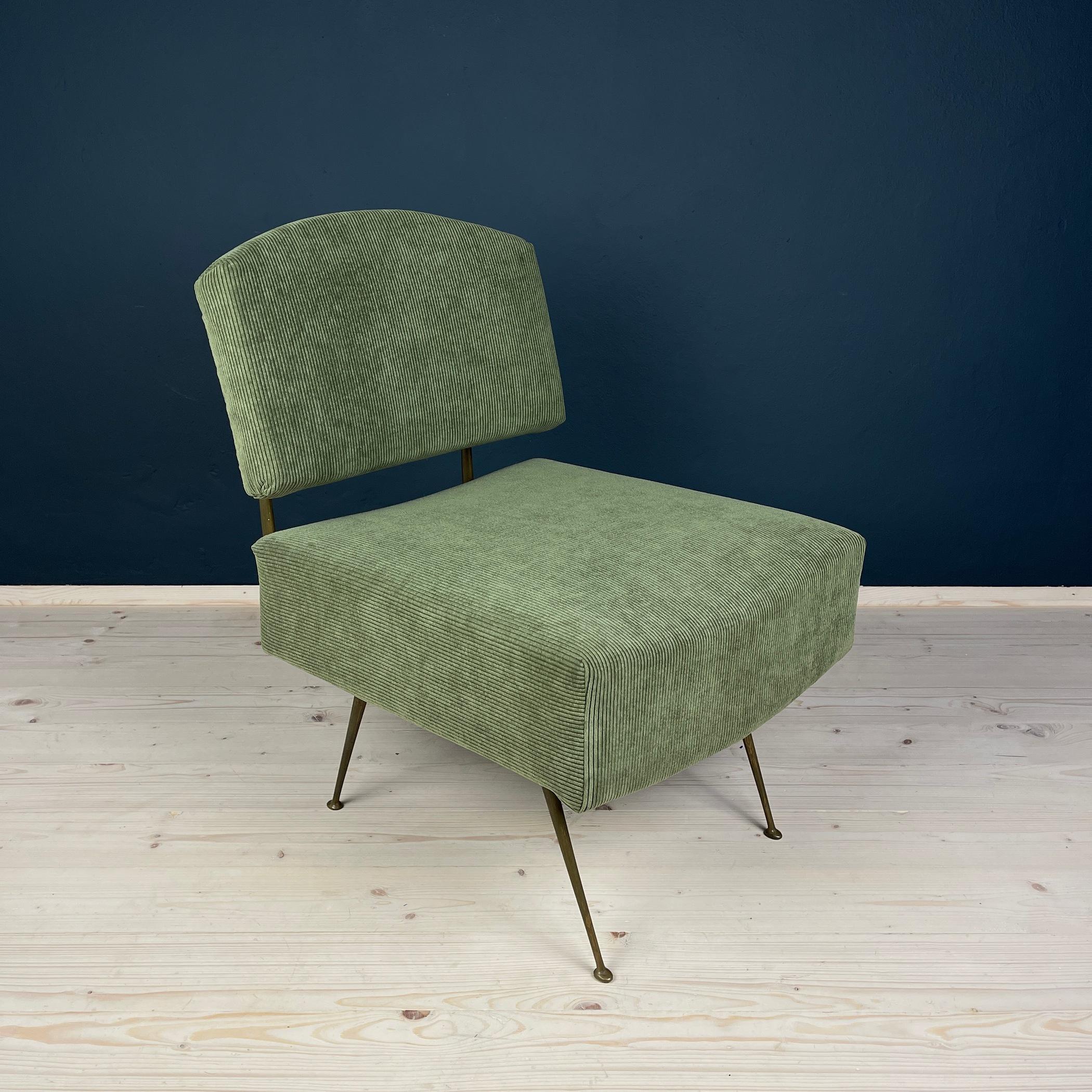 Vintage green lounge chair Italy 1950s 4