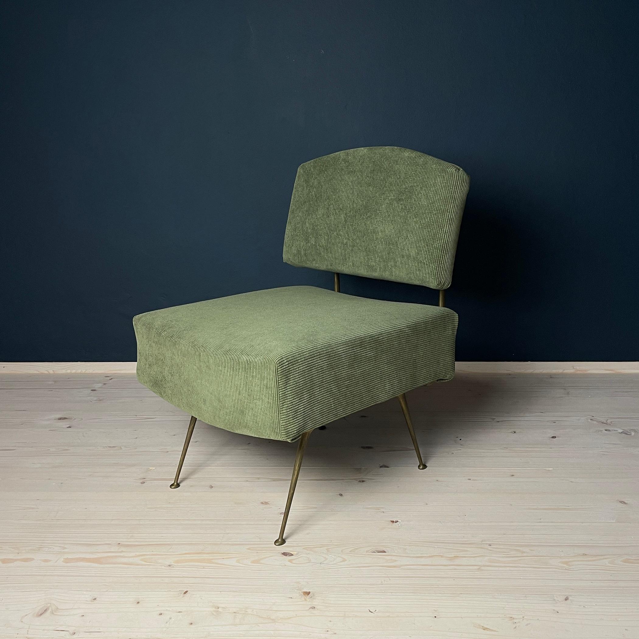Vintage green lounge chair Italy 1950s 5