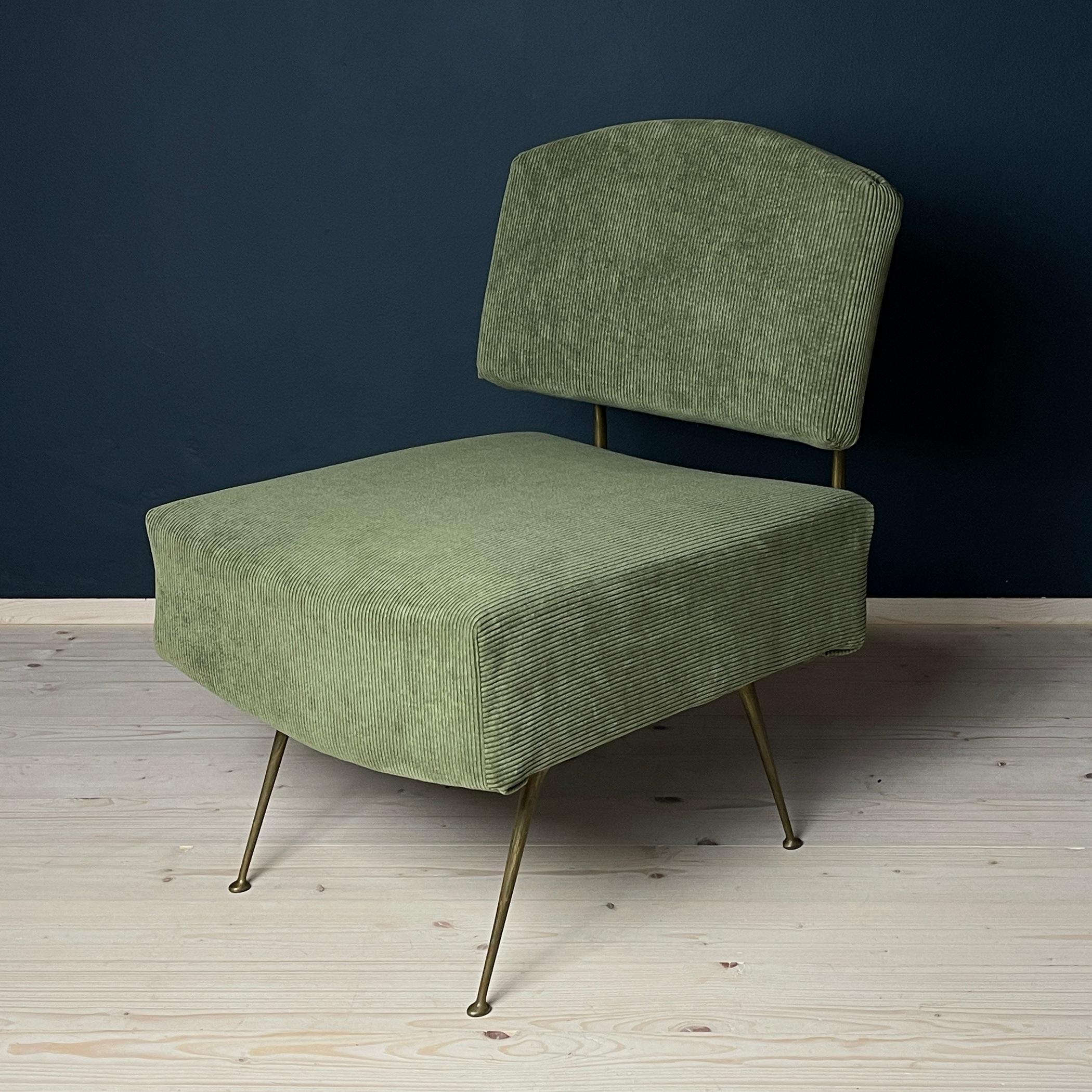 Italian Vintage green lounge chair Italy 1950s