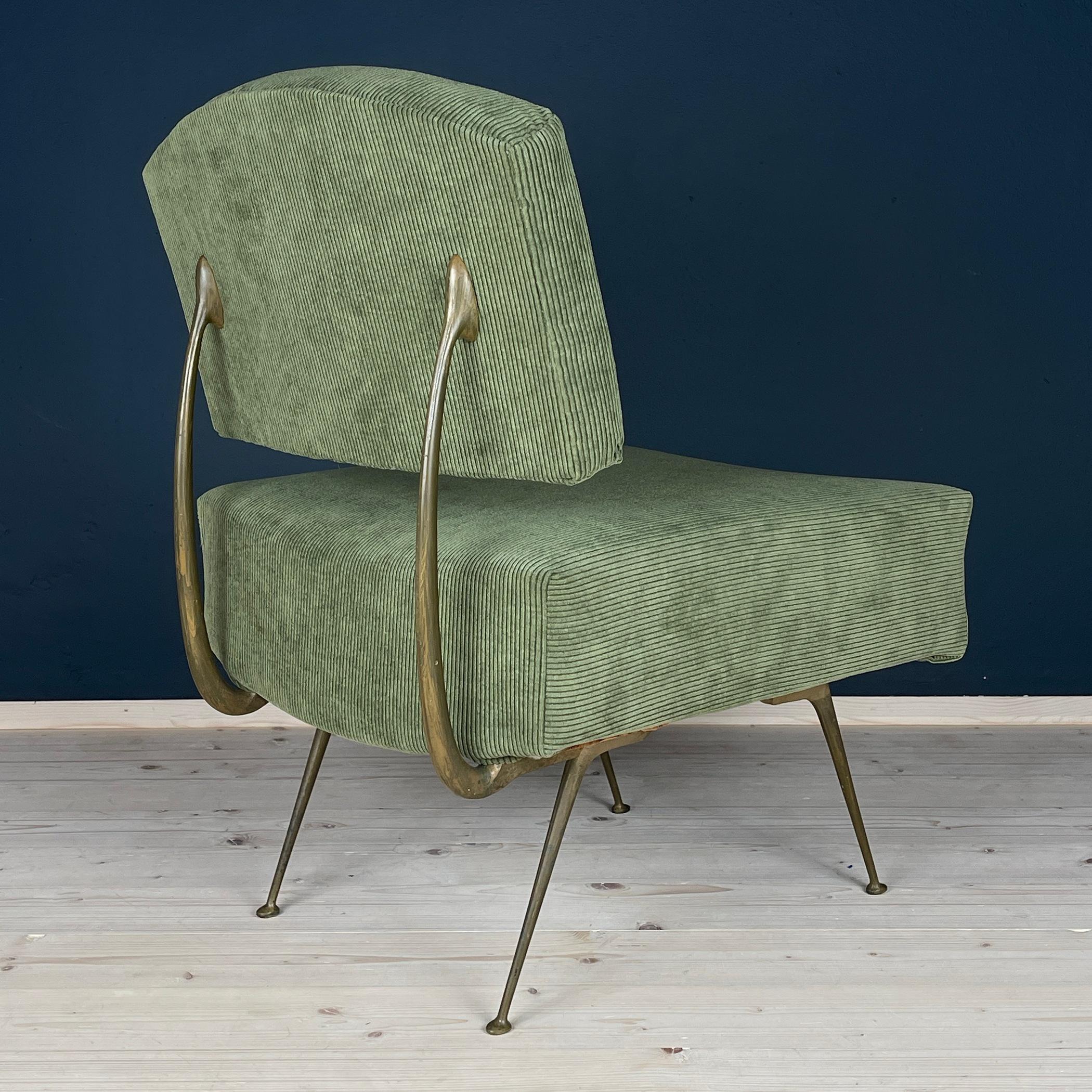 Vintage green lounge chair Italy 1950s In Good Condition In Miklavž Pri Taboru, SI