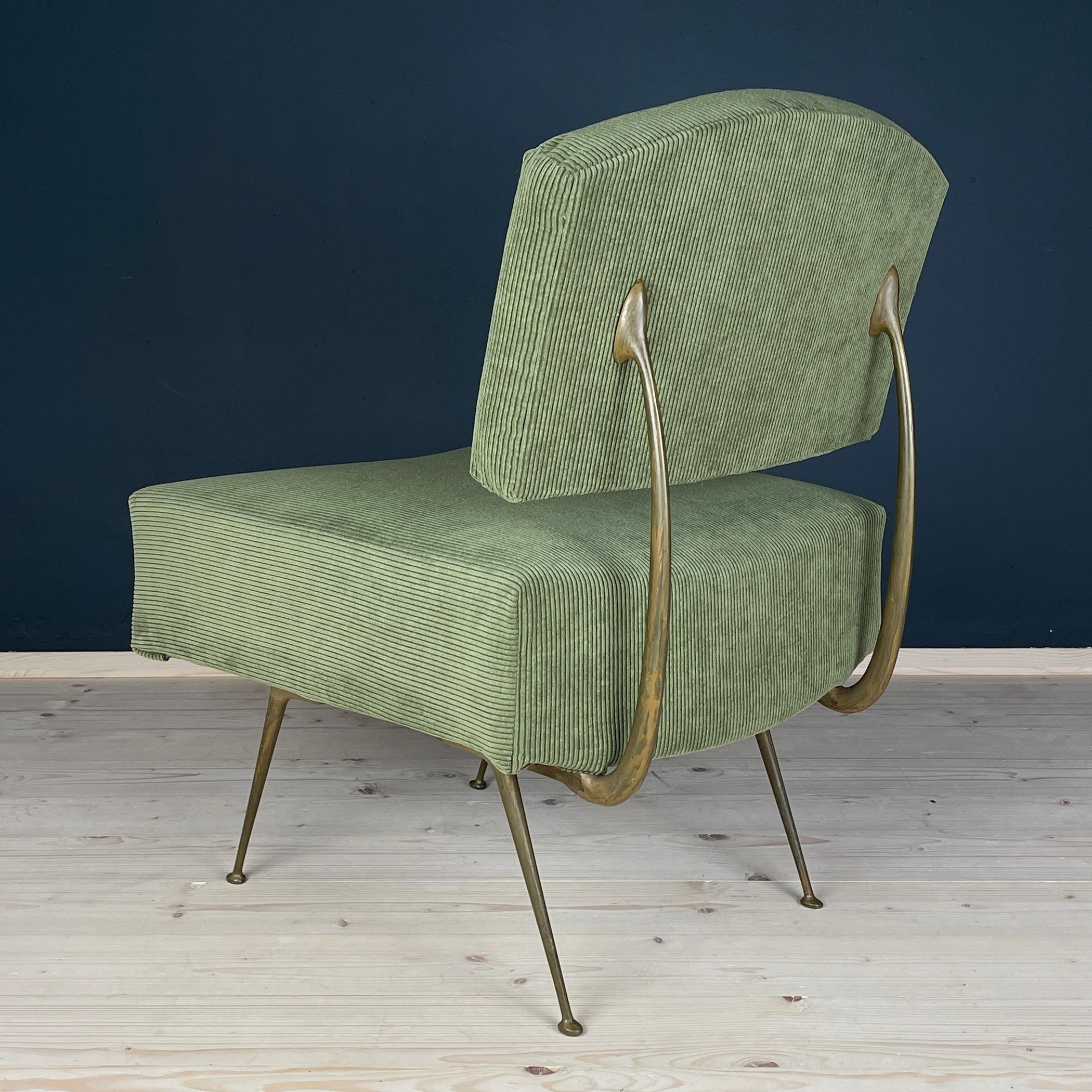 Metal Vintage green lounge chair Italy 1950s
