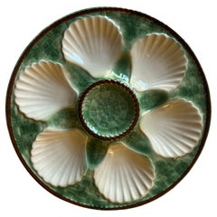 Retro Green Majolica Oyster Plate by Longchamp