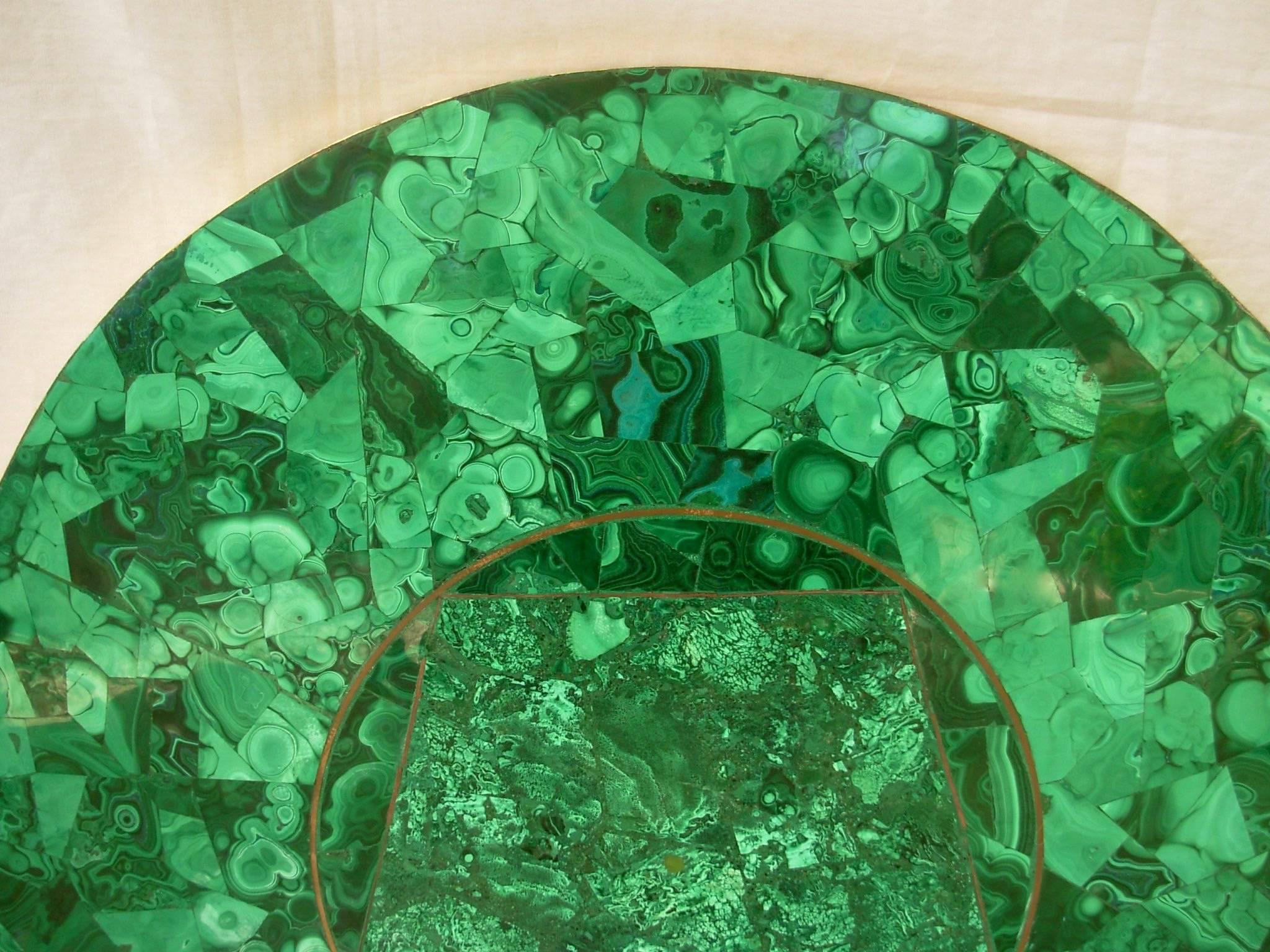 Vintage Green Malachite Specimen Round Table Top 5