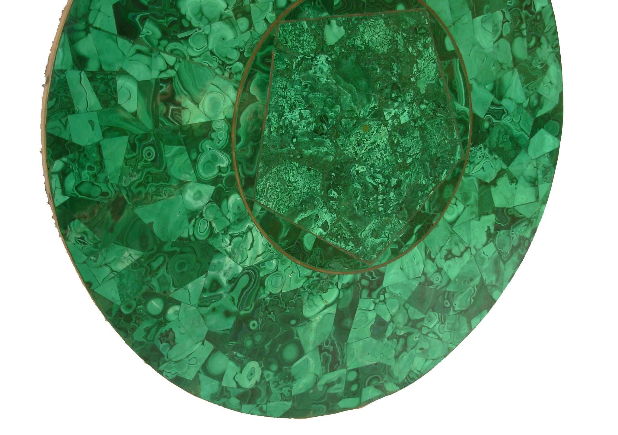 20th Century Vintage Green Malachite Specimen Round Table Top