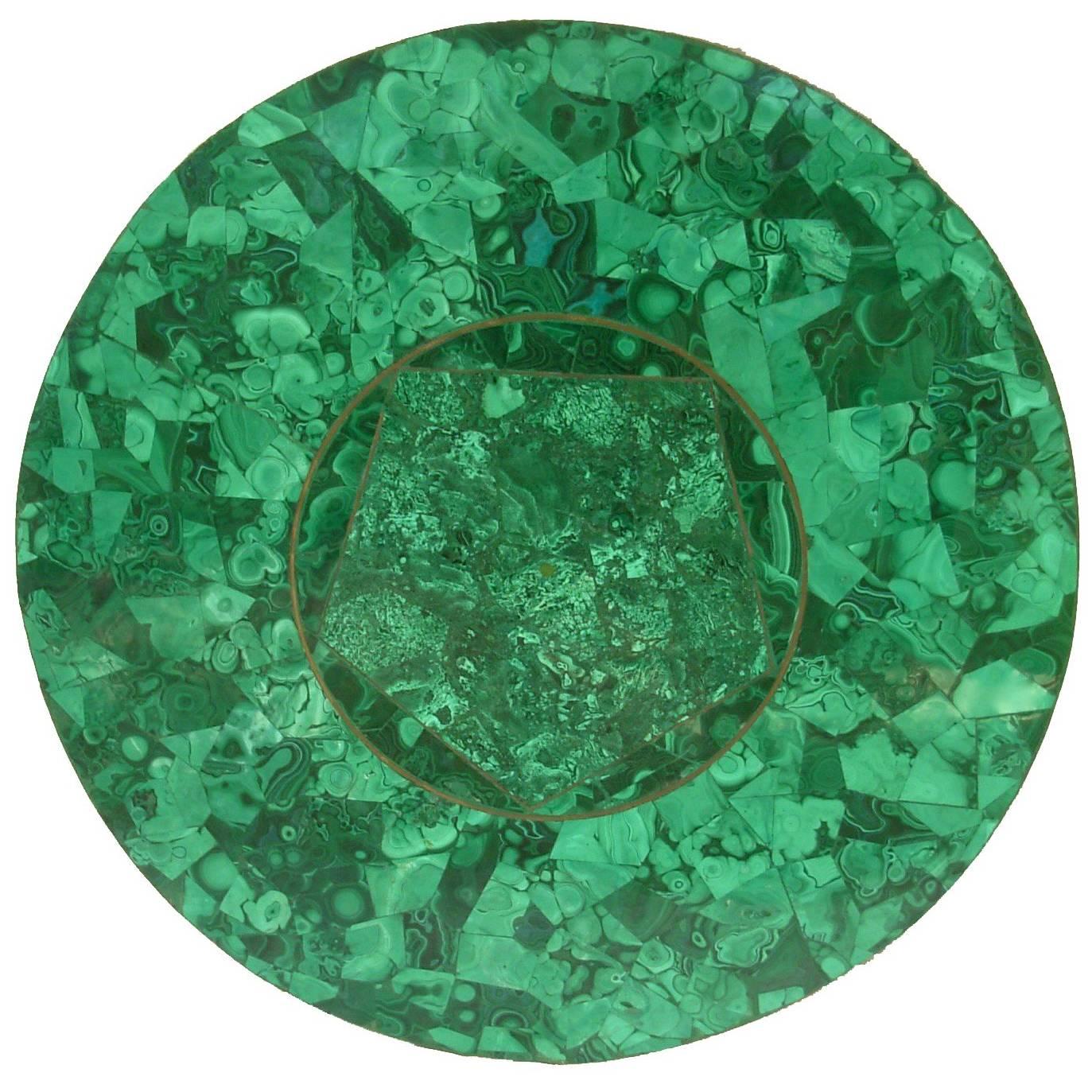 Vintage Green Malachite Specimen Round Table Top