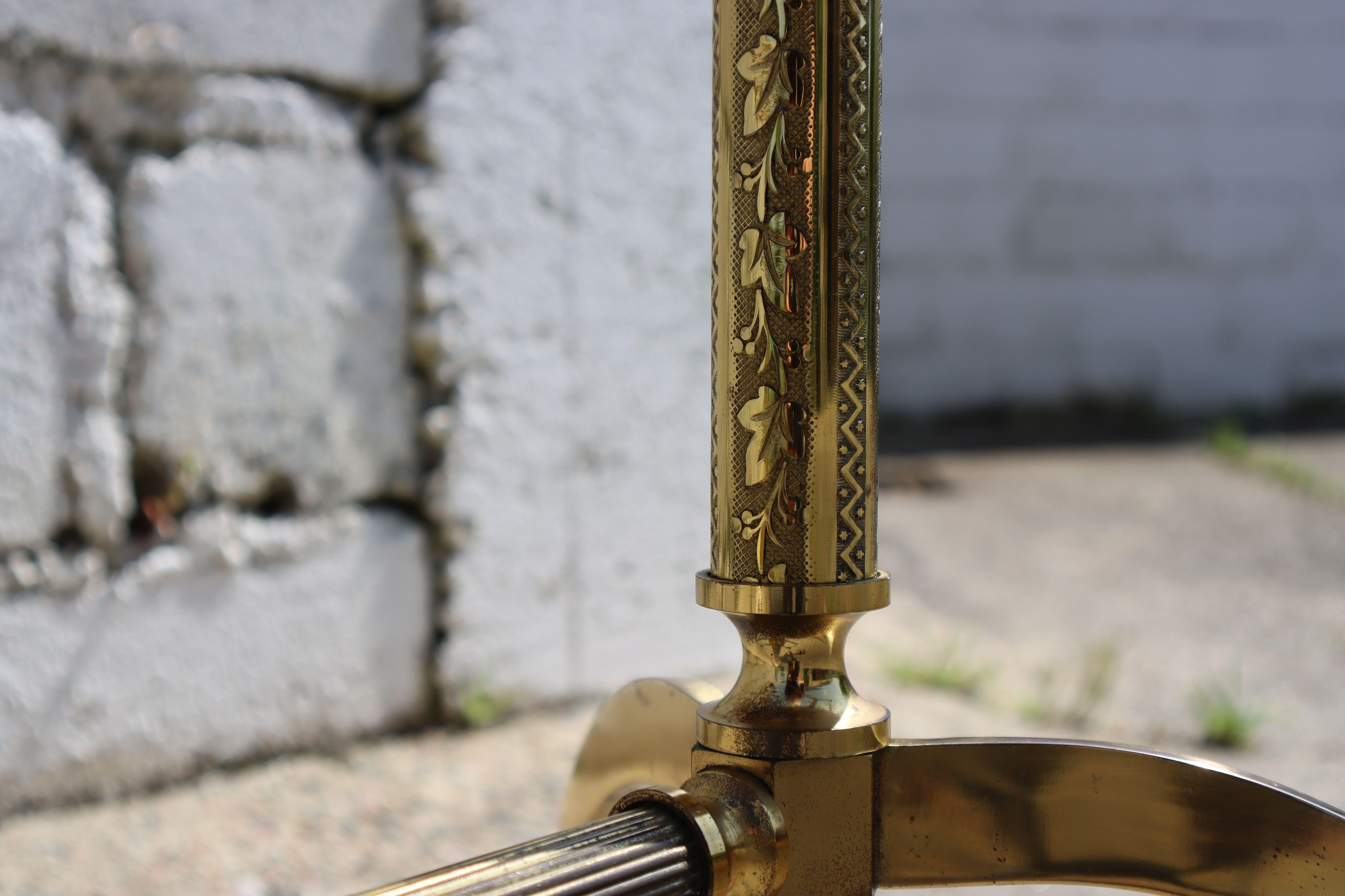 Vintage green Marble and Brass Coffee Table-Cocktail Table -Regency Style-70s 10