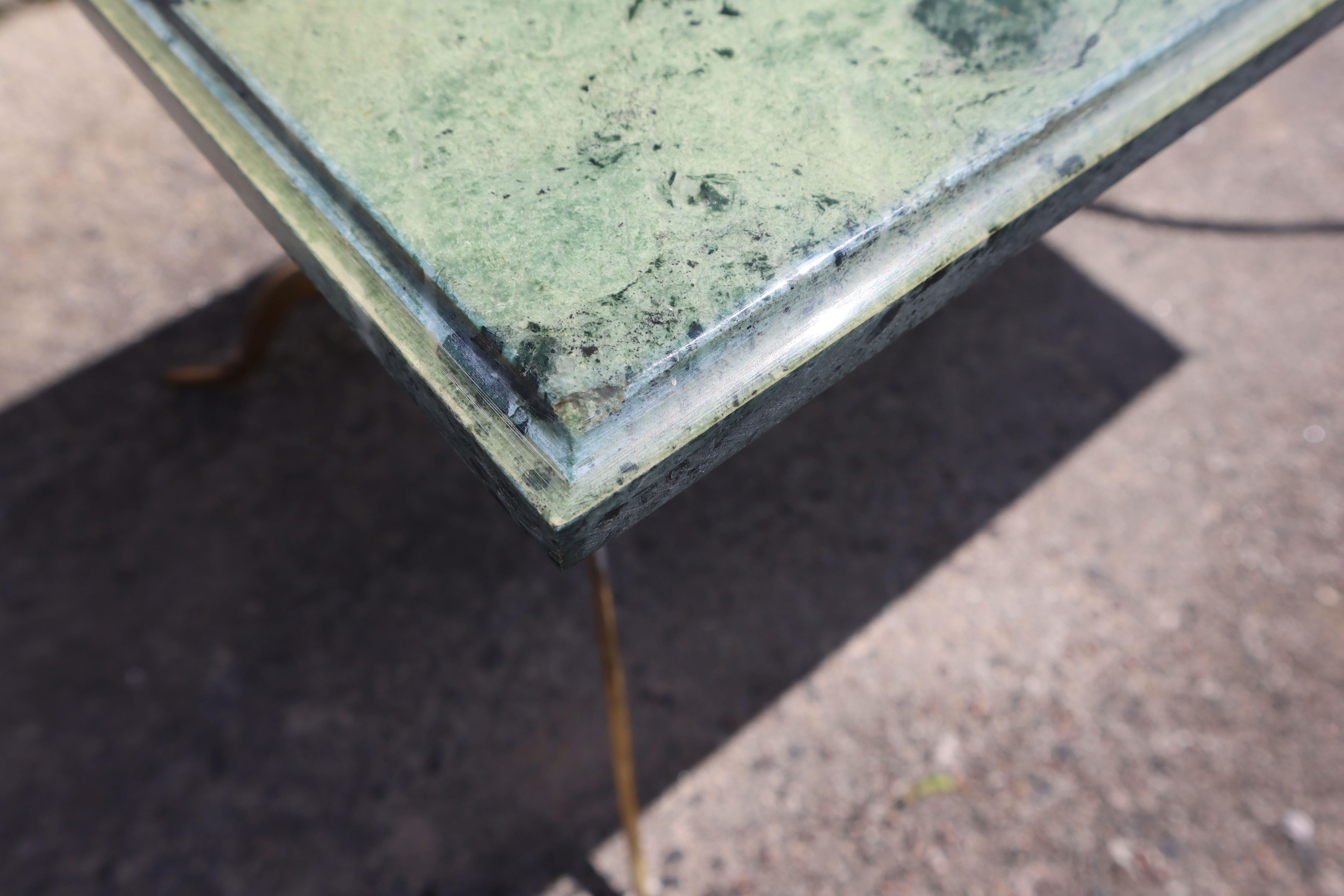 Vintage green Marble and Brass Coffee Table-Cocktail Table -Regency Style-70s 11