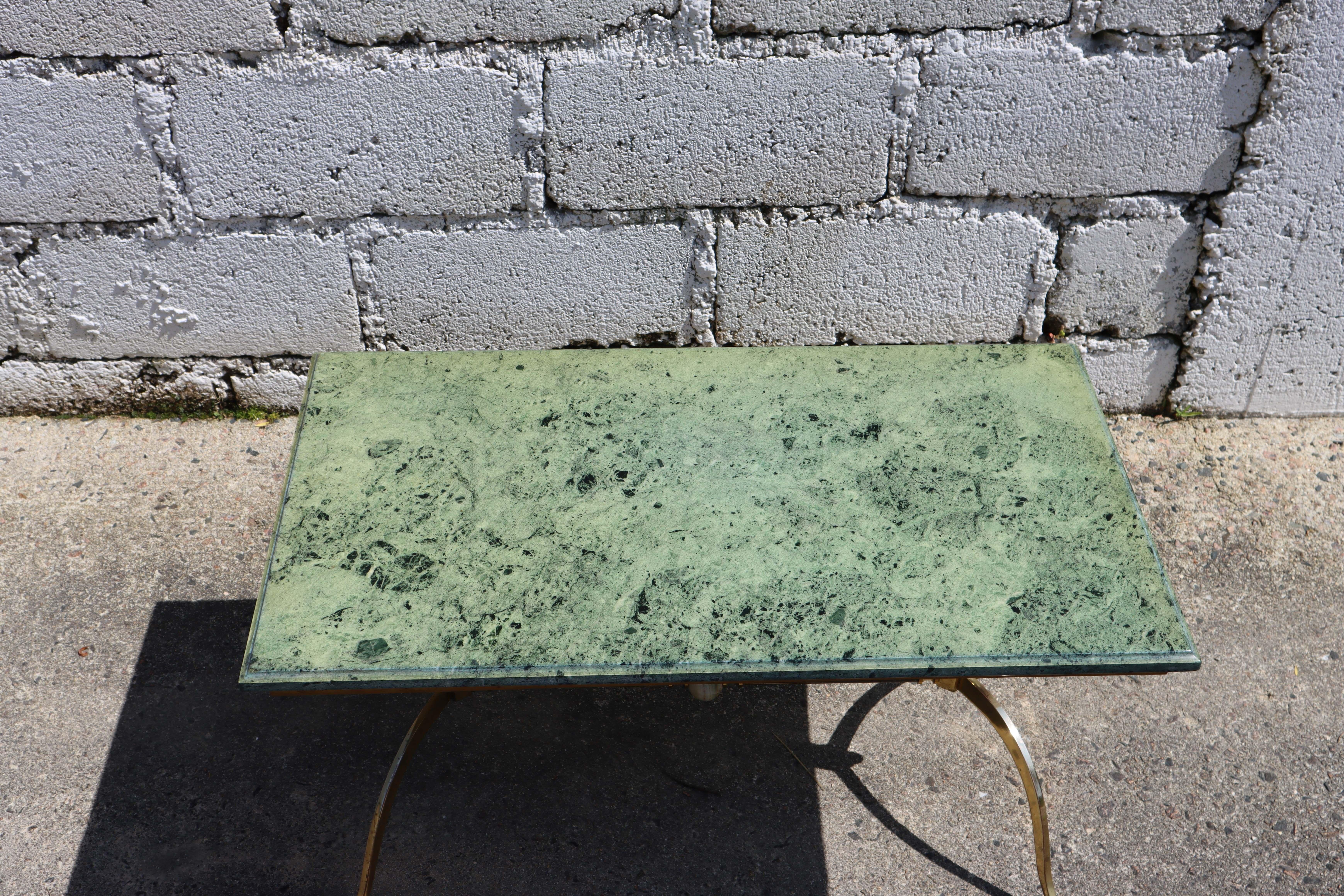 Late 20th Century Vintage green Marble and Brass Coffee Table-Cocktail Table -Regency Style-70s