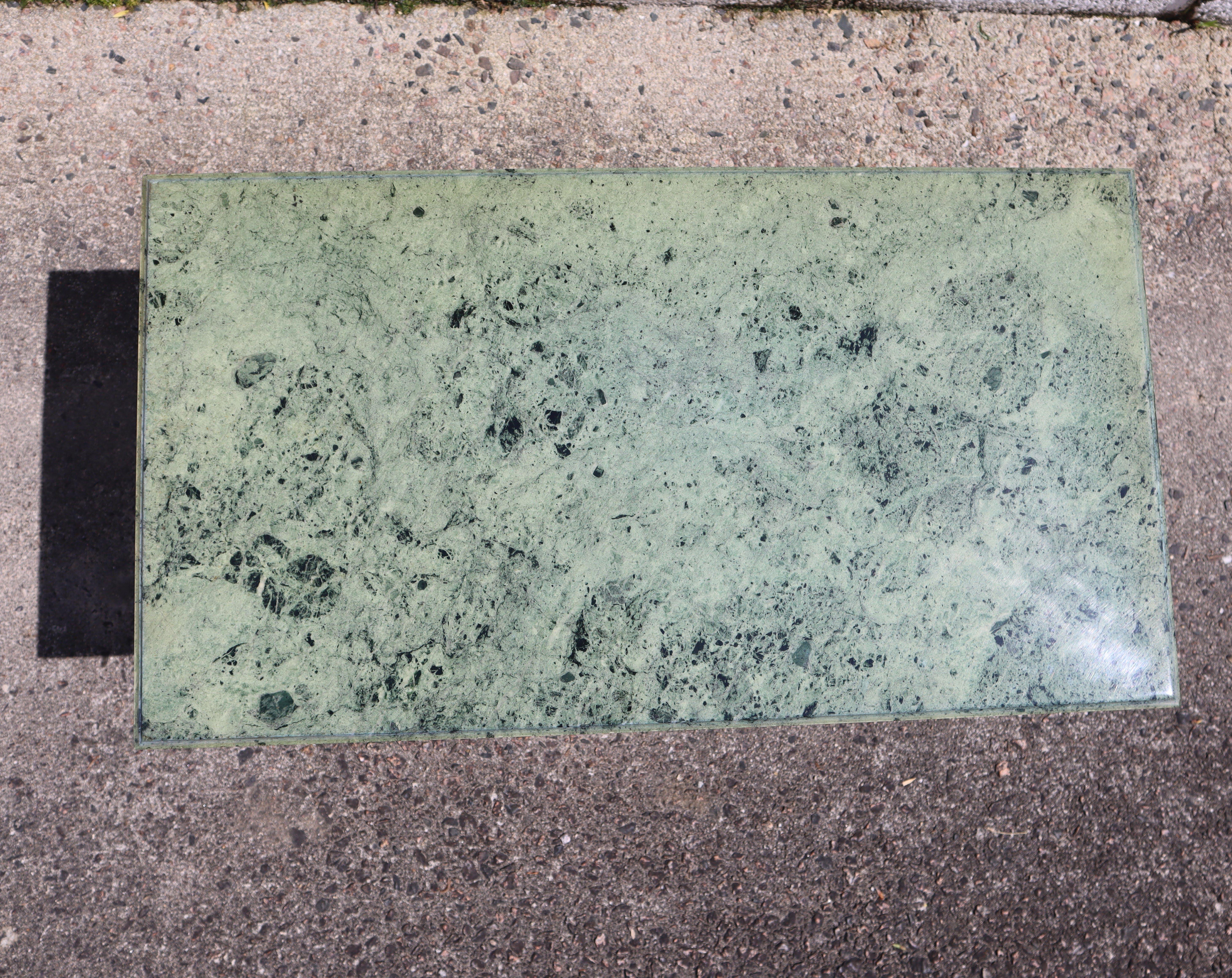 Vintage green Marble and Brass Coffee Table-Cocktail Table -Regency Style-70s 1