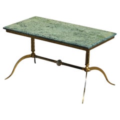 Vintage green Marble and Brass Coffee Table-Cocktail Table -Regency Style-70s