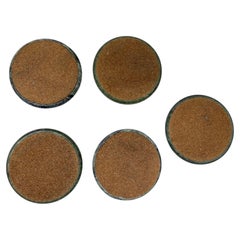 Vintage Green Marble Coasters Set 5 Pieces Handmade in Italy Collectible 1970
