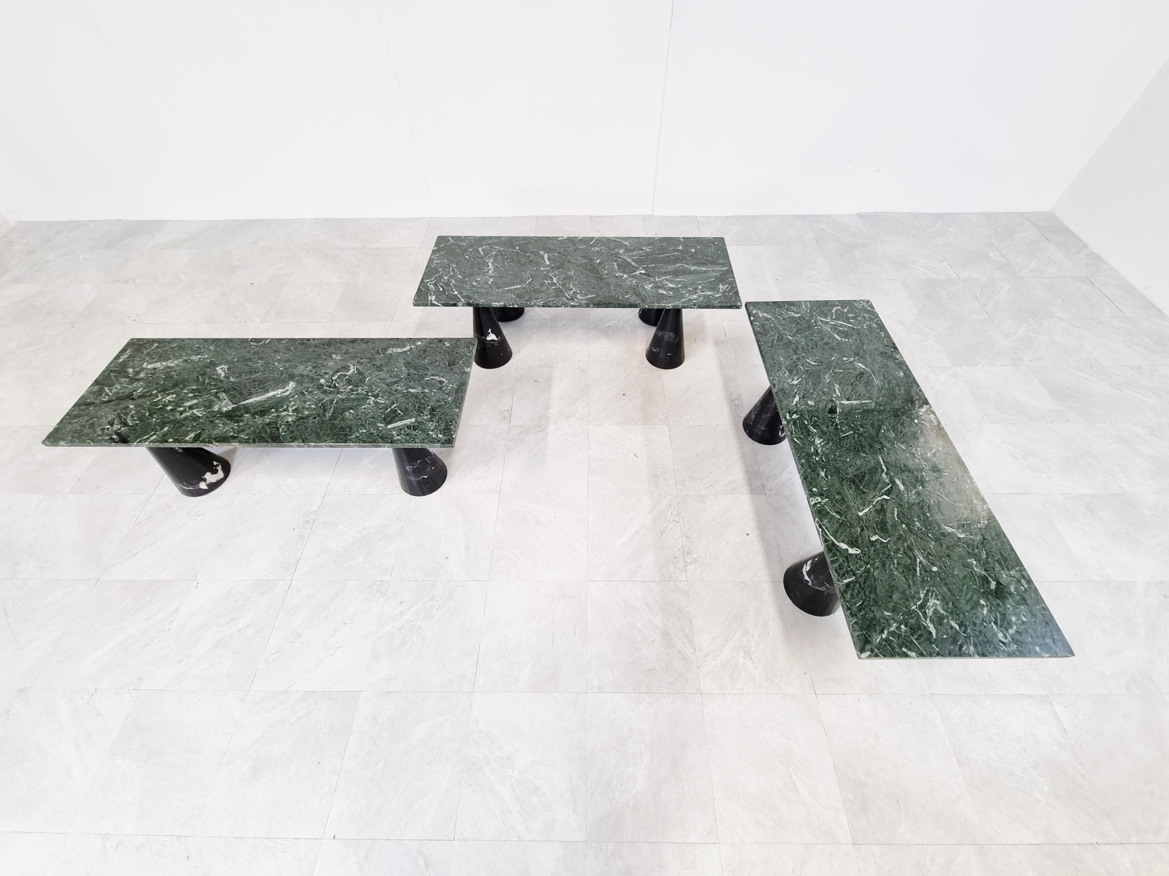 Vintage Green Marble Coffee Table Set, 1980s In Good Condition In HEVERLEE, BE