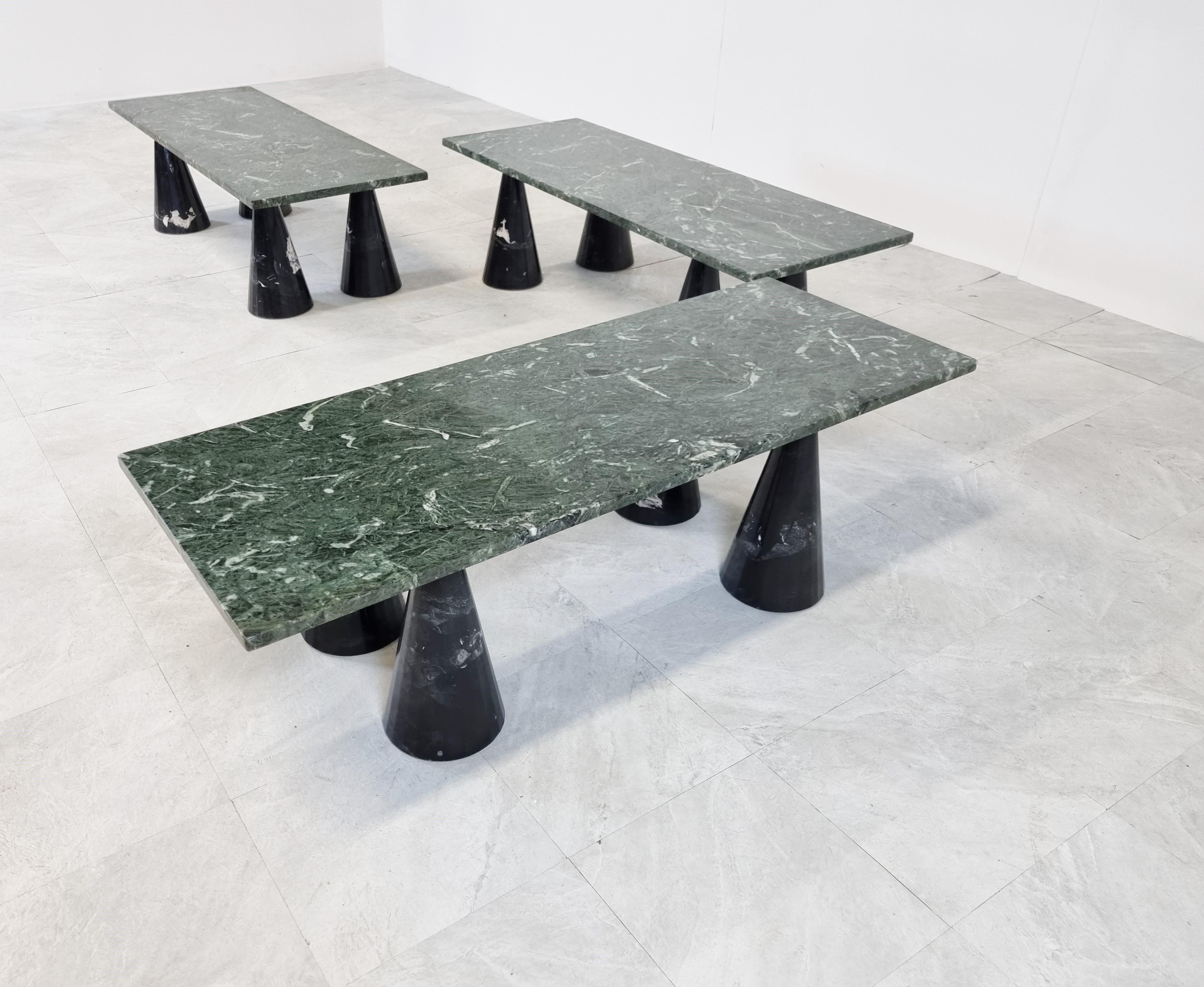 Late 20th Century Vintage Green Marble Coffee Table Set, 1980s