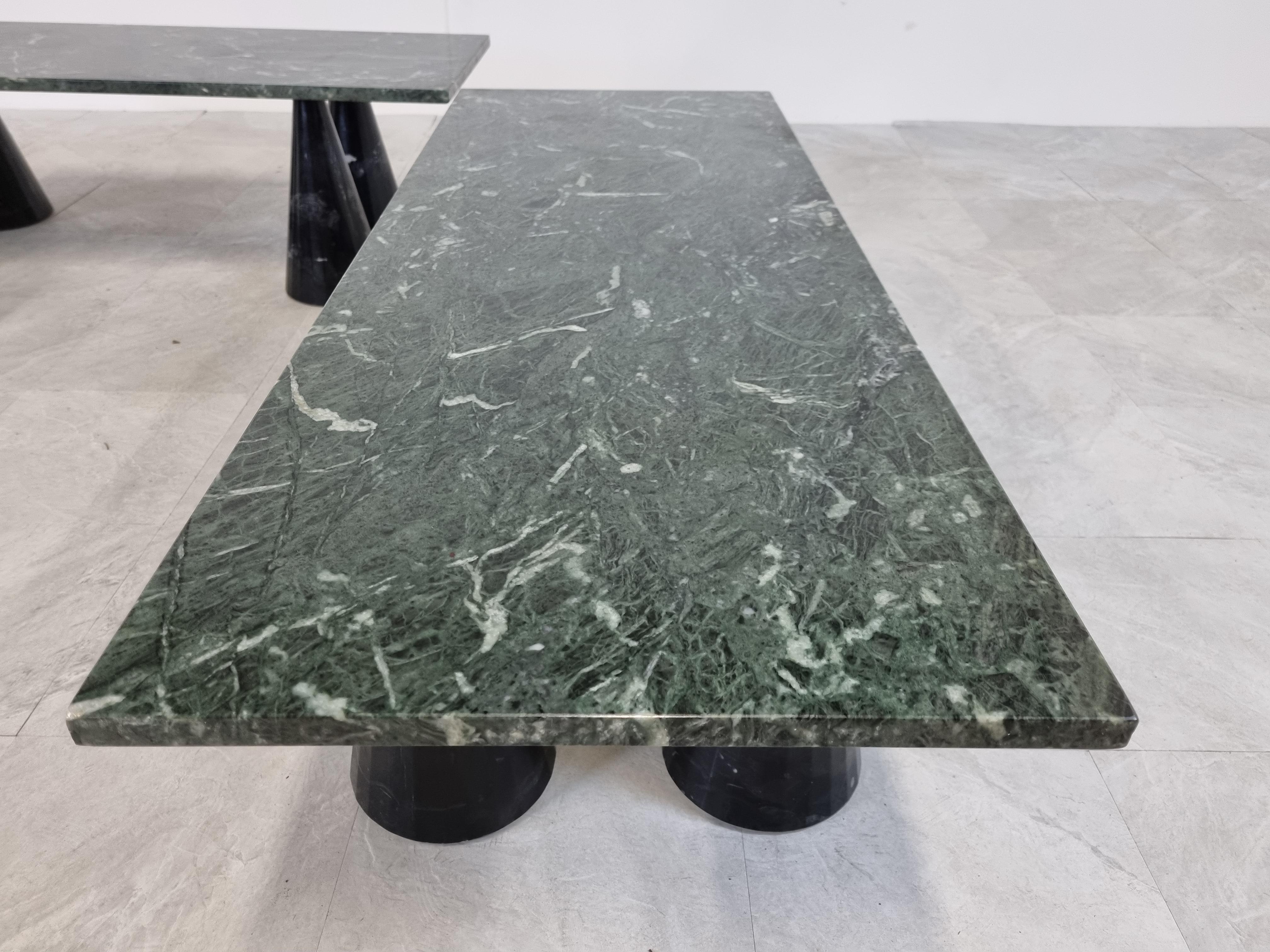 Vintage Green Marble Coffee Table Set, 1980s 1