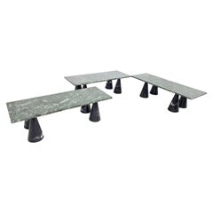 Vintage Green Marble Coffee Table Set, 1980s
