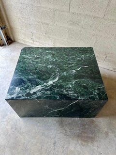 Large Vintage Green Marble Cube Coffee Table