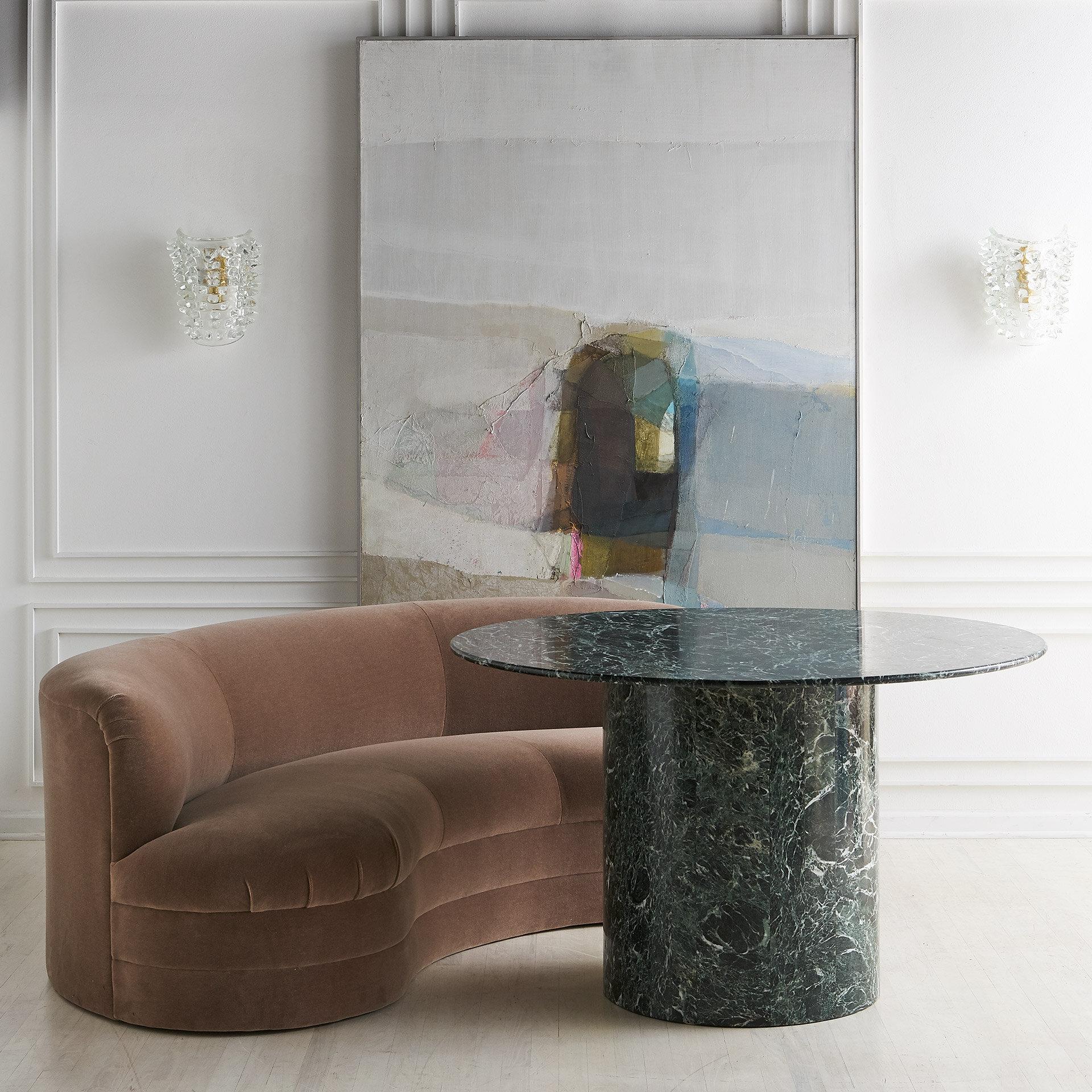 Moderne Table de salle à manger vintage en marbre vert en vente