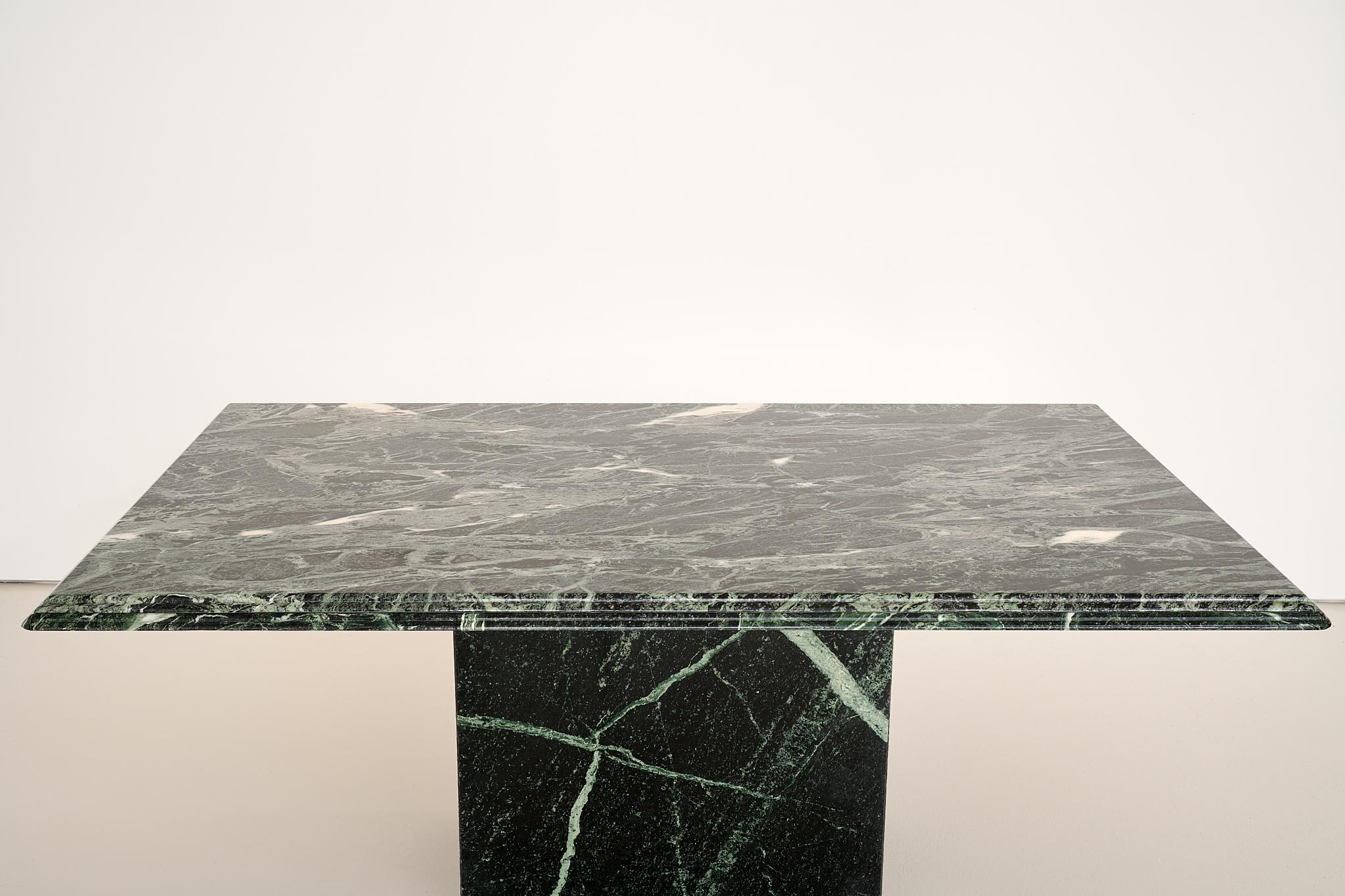 Hand-Carved Vintage Green Marble Dining Table