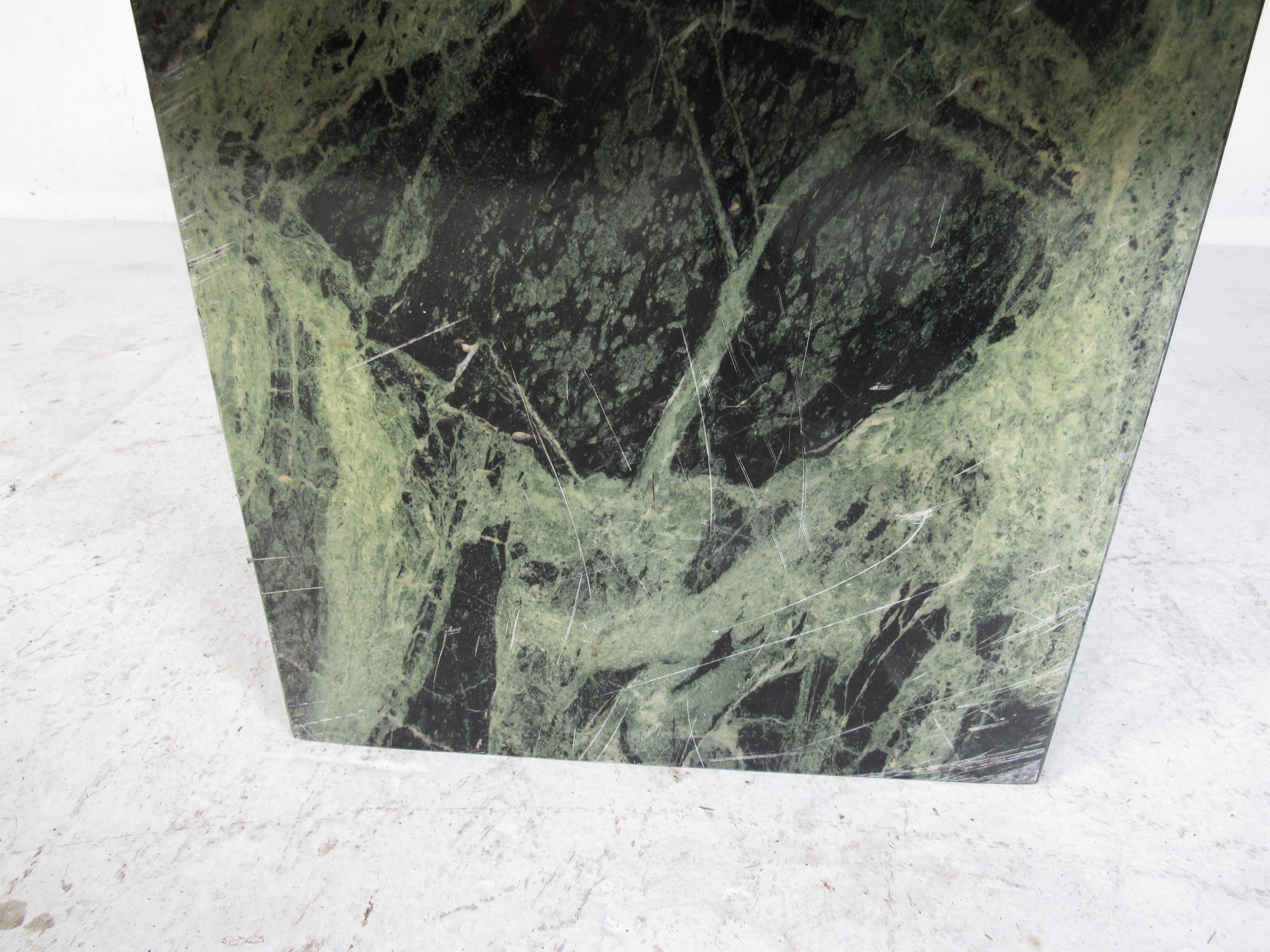 Vintage Green Marble Side Table In Good Condition In Brooklyn, NY