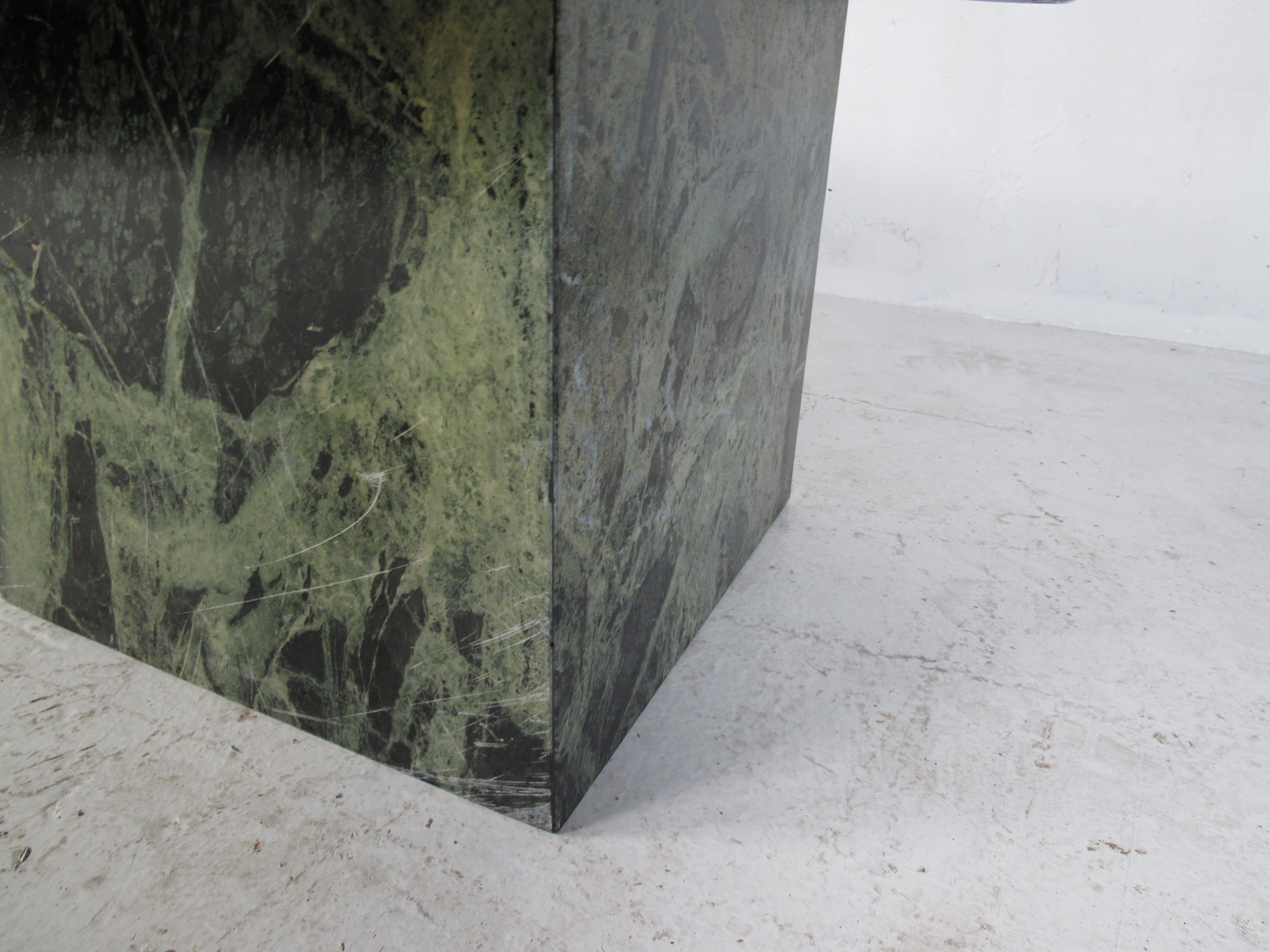 Late 20th Century Vintage Green Marble Side Table