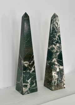 Vintage Green Marble Stone Obelisks – a Pair