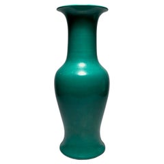 Lampe en céramique orientale vintage verte du milieu du siècle