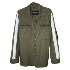 Vintage Green Military Jacket Pastel Green Silk Brocade Silver Buttons Chain