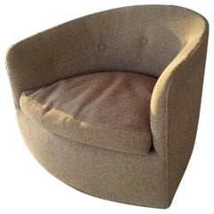 Vintage Green Milo Baughman Barrel Swivel and Tilt Lounge Chair