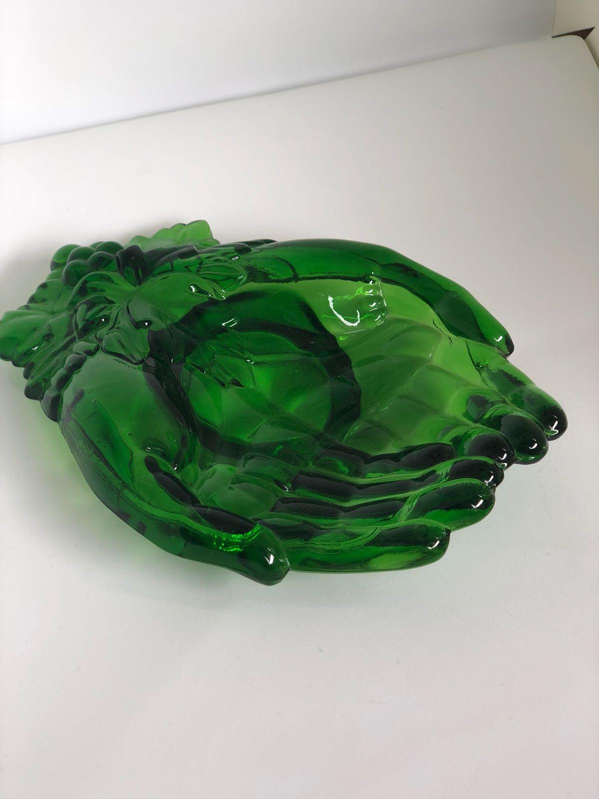 20th Century Vintage Green Molded Glass Dishes, 1960s, Set of Five