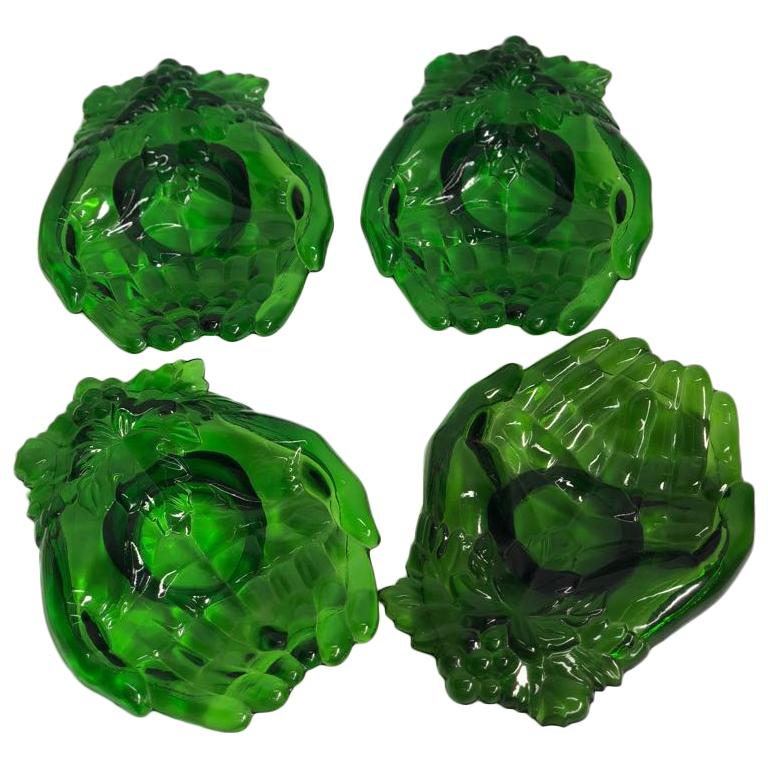 Vintage Green Molded Glass Dishes, 1960s, Set of Five