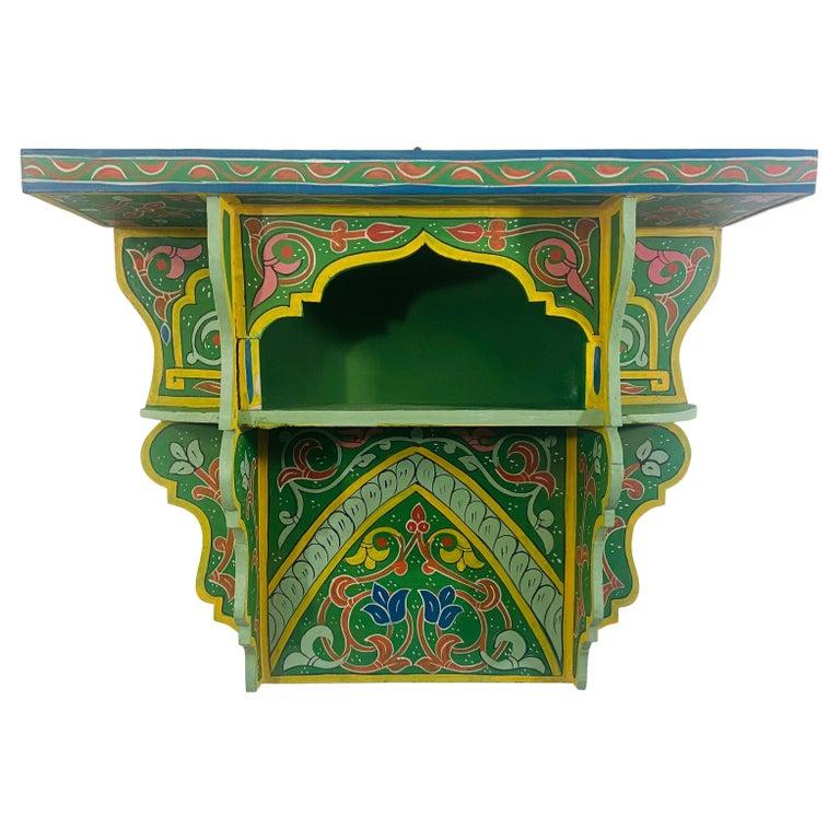 Vintage Green Moroccan Boho Chic Spice Shelf or Rack, a Pair For Sale 5