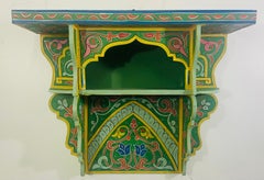 Vintage Green Moroccan Boho Chic Spice Shelf or Rack, a Pair