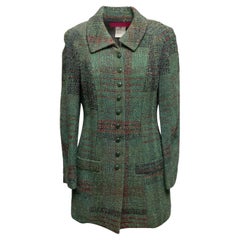 Vintage Green & Multicolor Christian Lacroix Plaid Coat Size FR 40