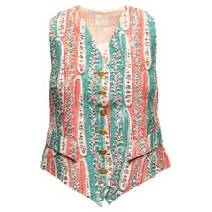 Vintage Green & Multicolor Vivienne Westwood Silk Floral Print Vest