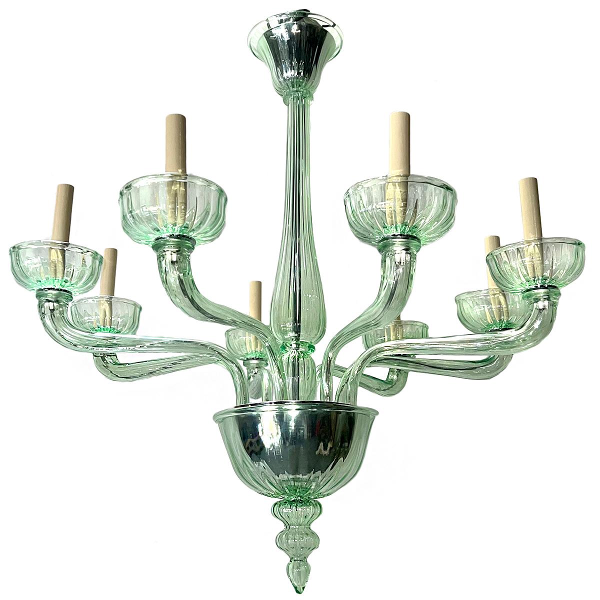 Vintage Green Murano Chandelier In Good Condition For Sale In New York, NY