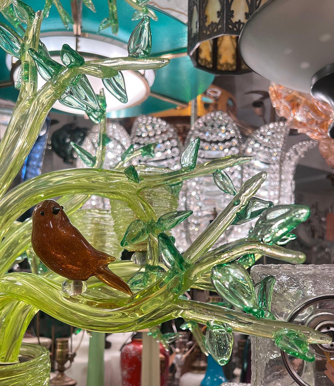 Vetro di Murano Lampadario vintage di Murano verde in vendita