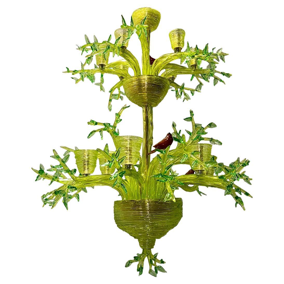 Chandelier vintage en Murano vert