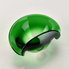 Vintage Green Murano Clam Shell Art Glass Bowl Dish attr. Flavio Poli for Seguso