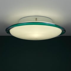 Vintage green murano glass ceiling or wall lamp, Italy 1980s