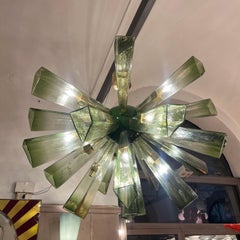 Lampadario vintage in vetro di Murano verde, anni '70