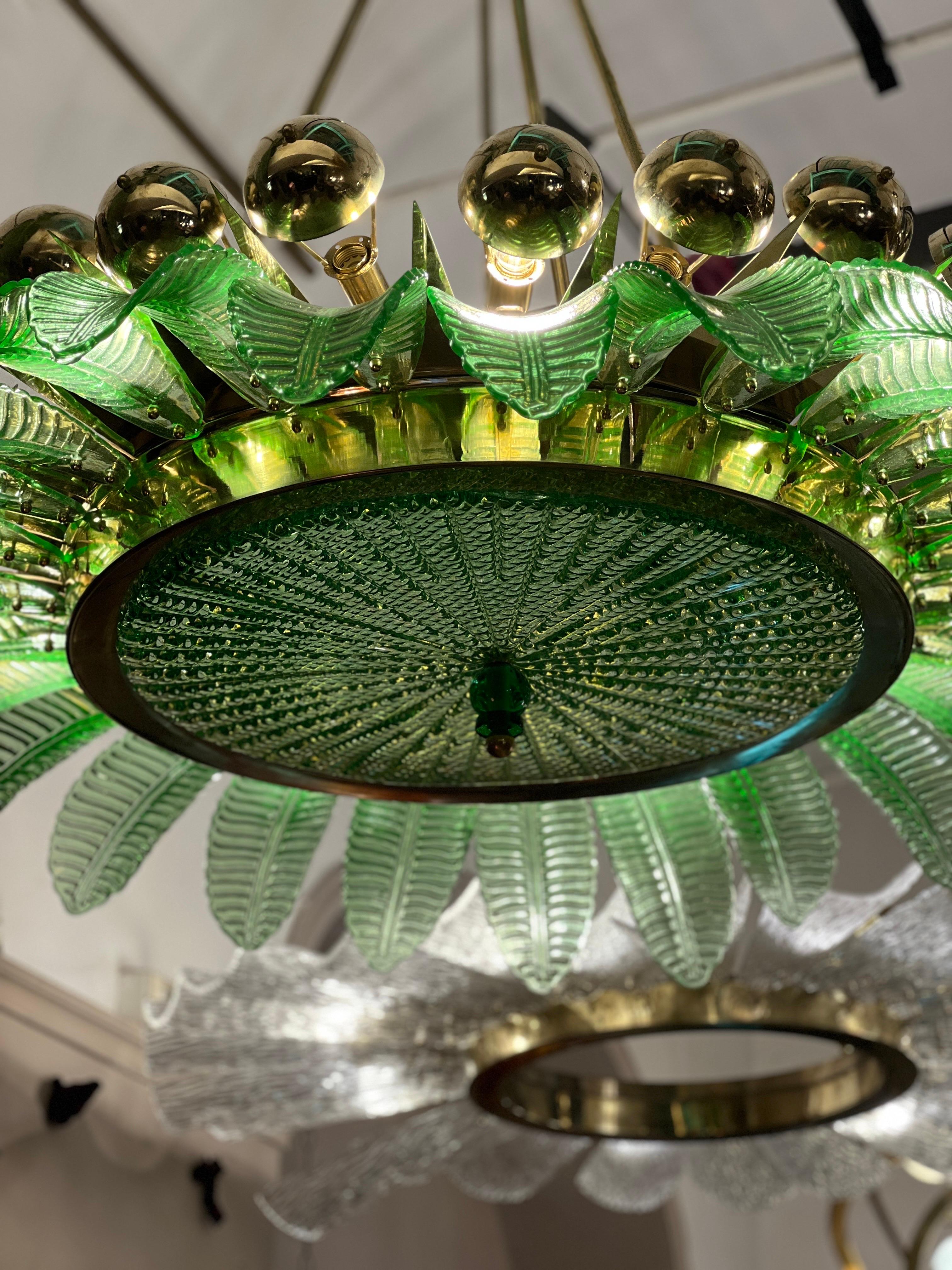 Vintage Green Murano Glass Flower Chandelier, 1970s For Sale at 1stDibs