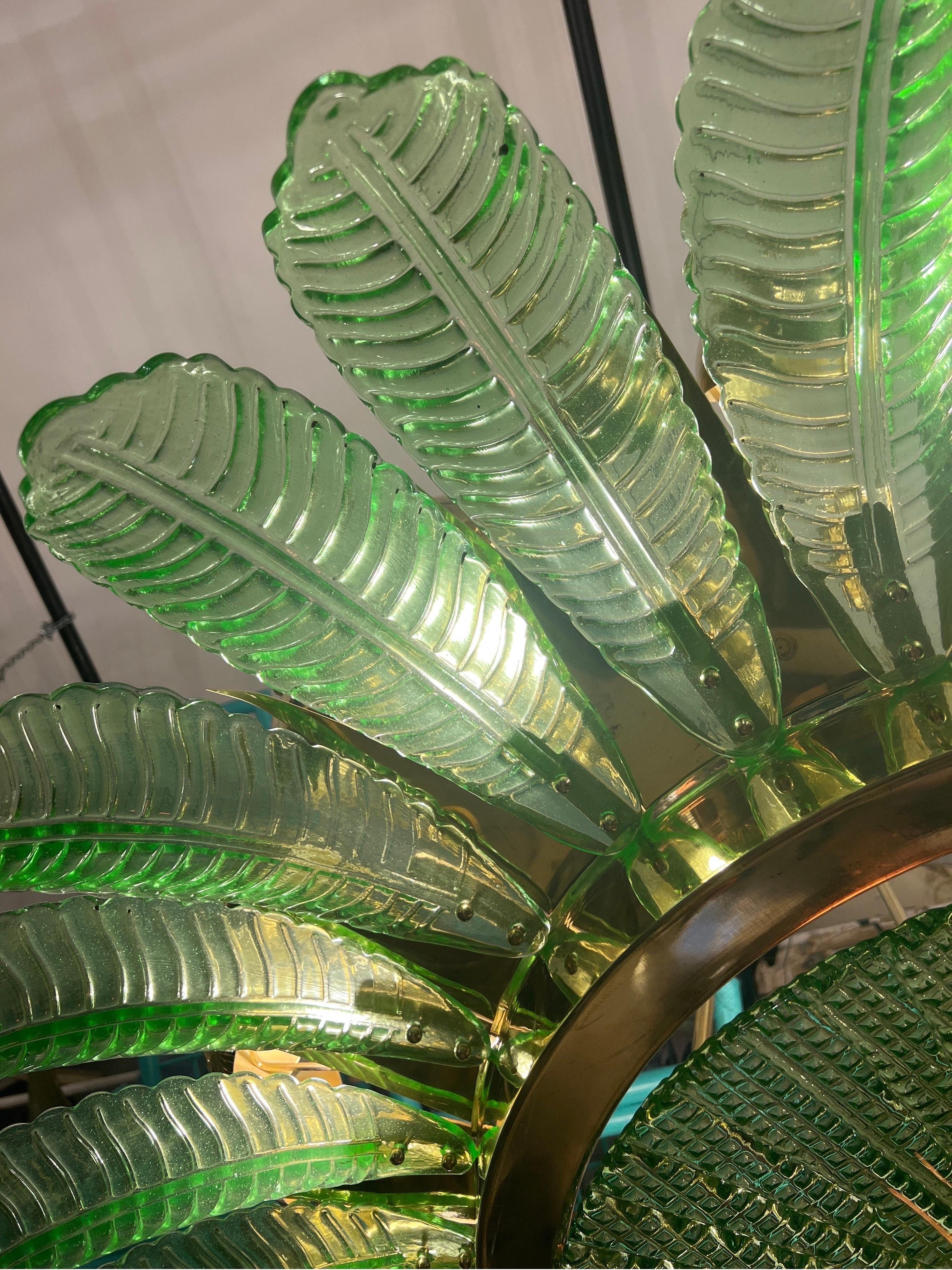 Vintage Green Murano Glass Flower Chandelier, 1970s For Sale at 1stDibs