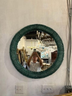 Vintage Green Murano Glass Round Mirror