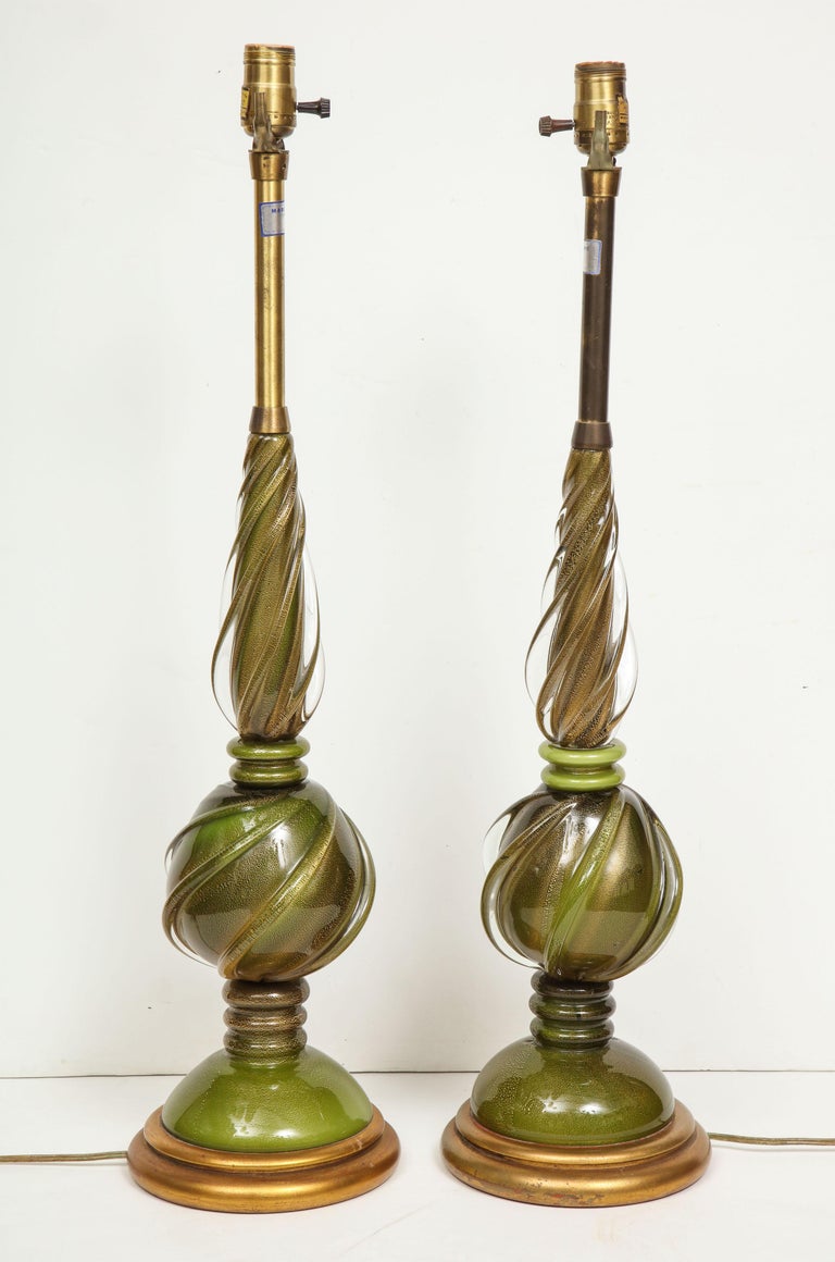 Vintage Green Murano Lamps at 1stDibs