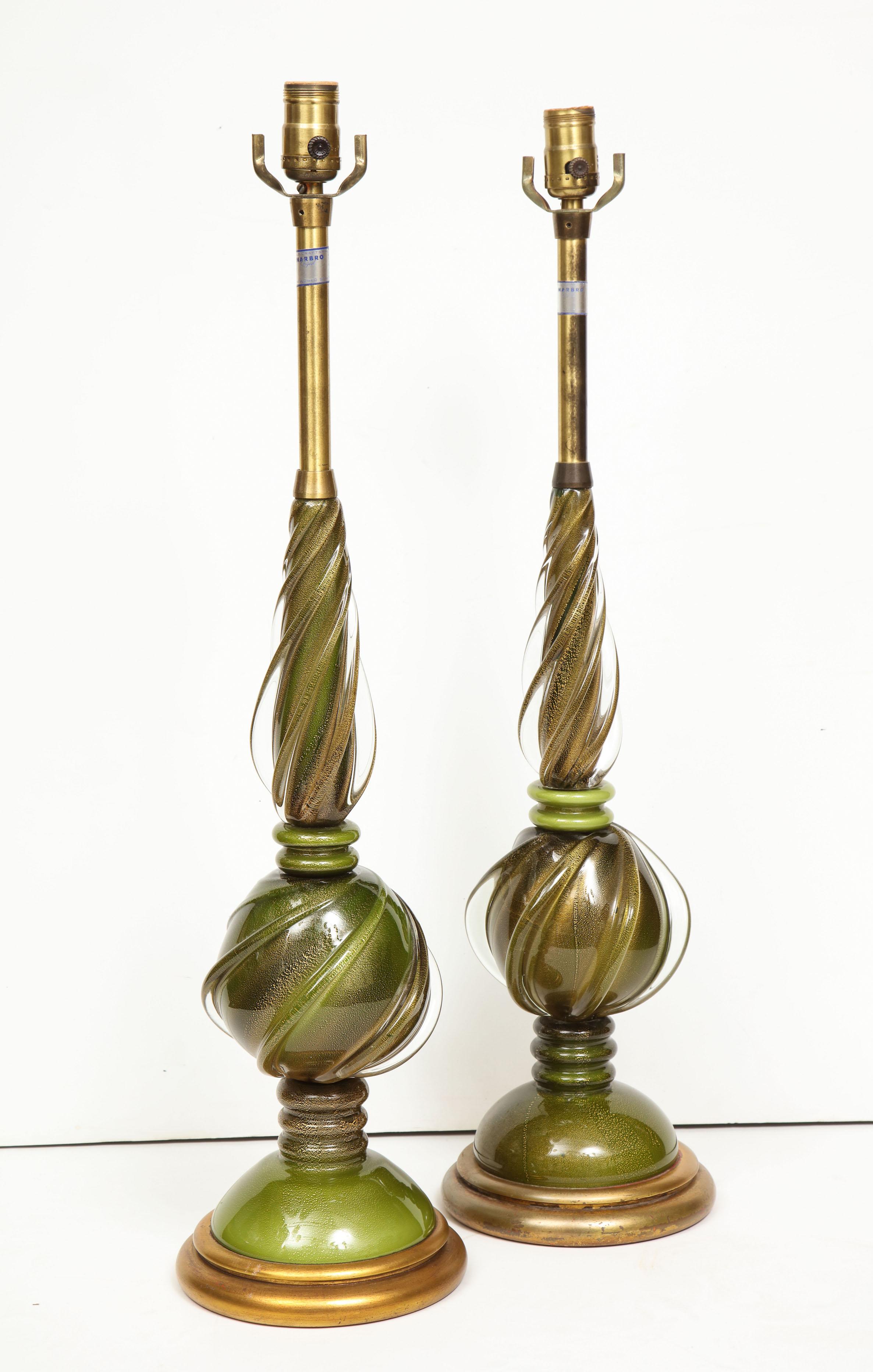 20th Century Vintage Green Murano Lamps