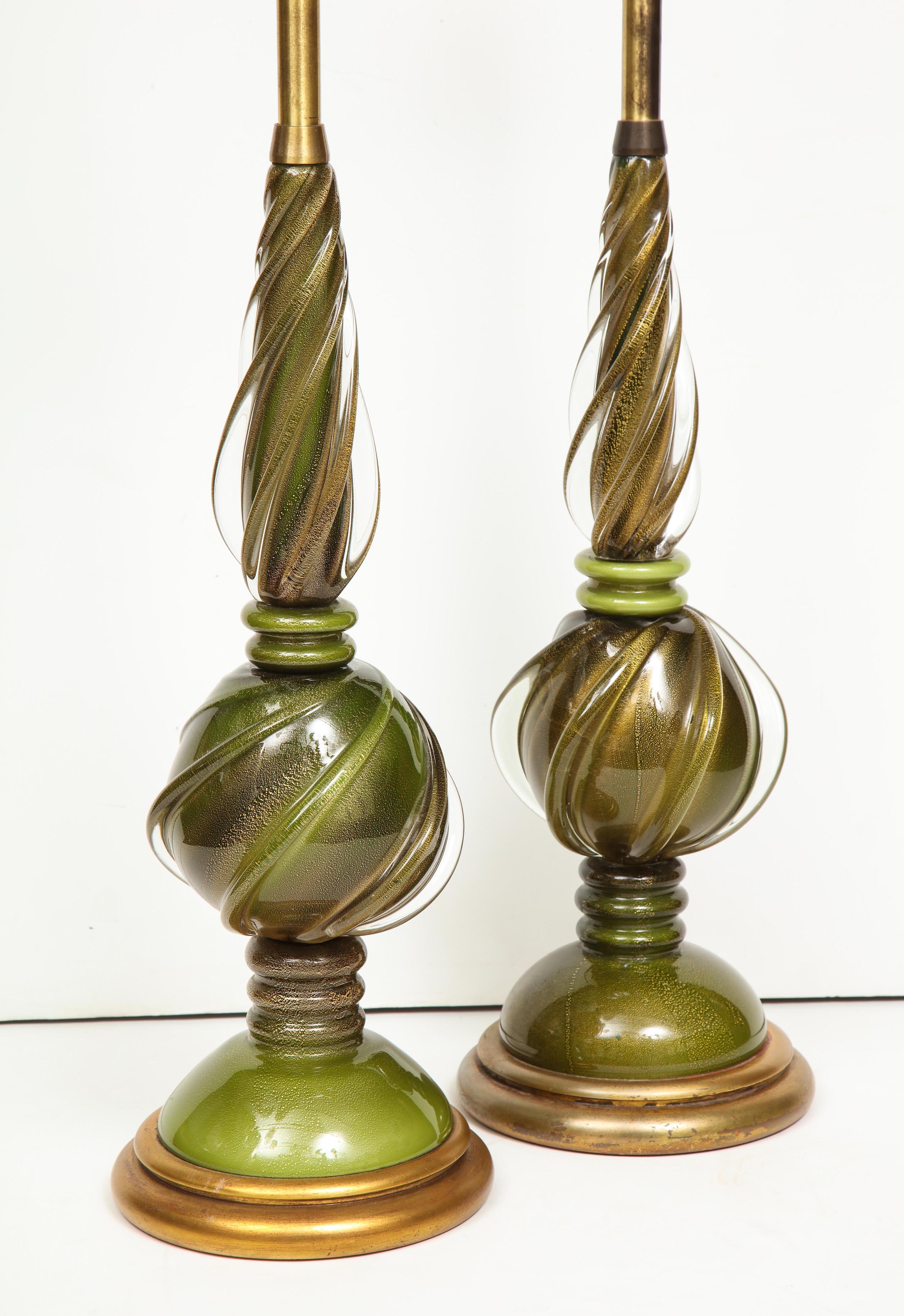 Murano Glass Vintage Green Murano Lamps