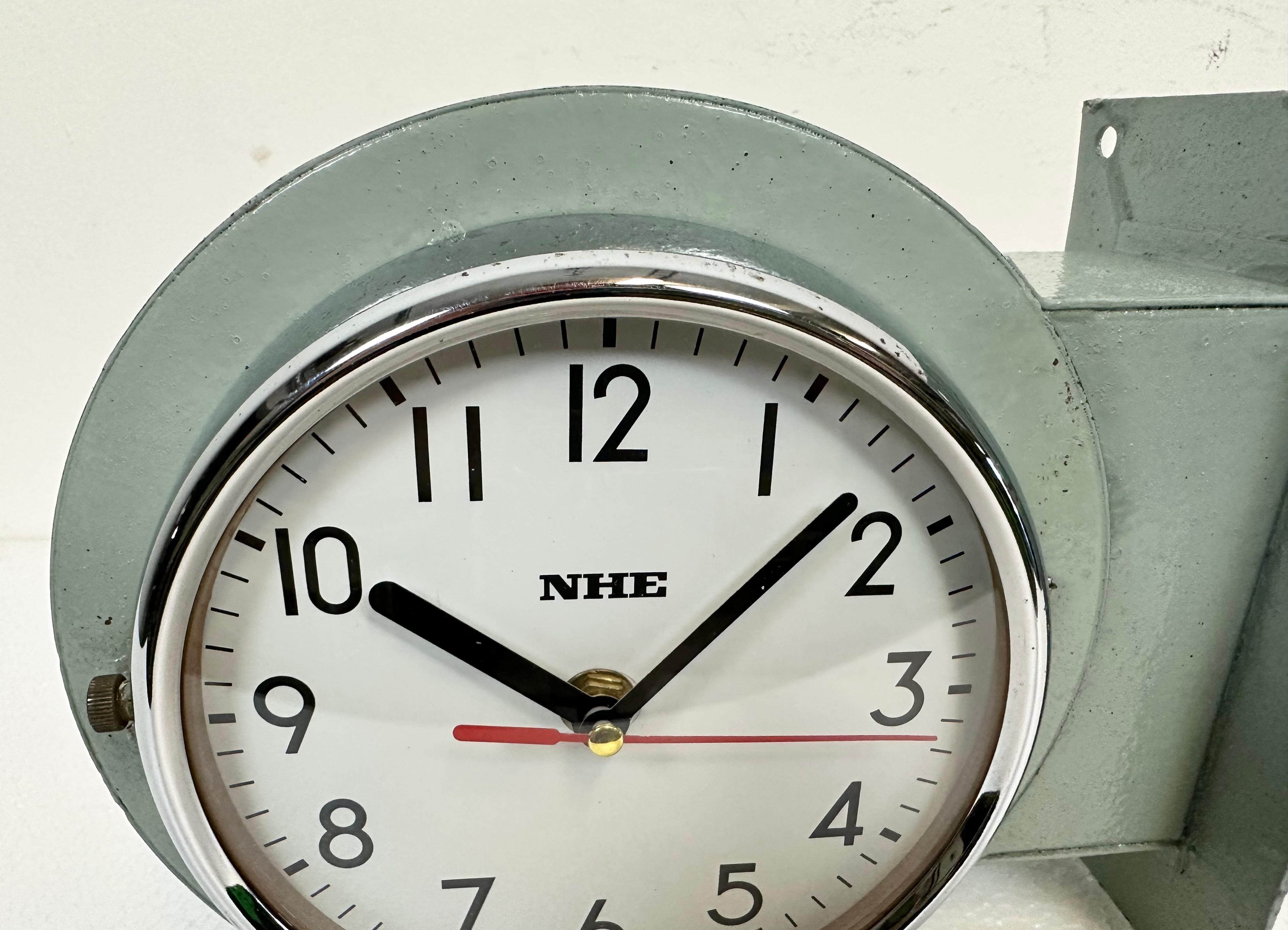 Vintage Green NHE Double-Sided Navy Wall Clock, 1980s 5