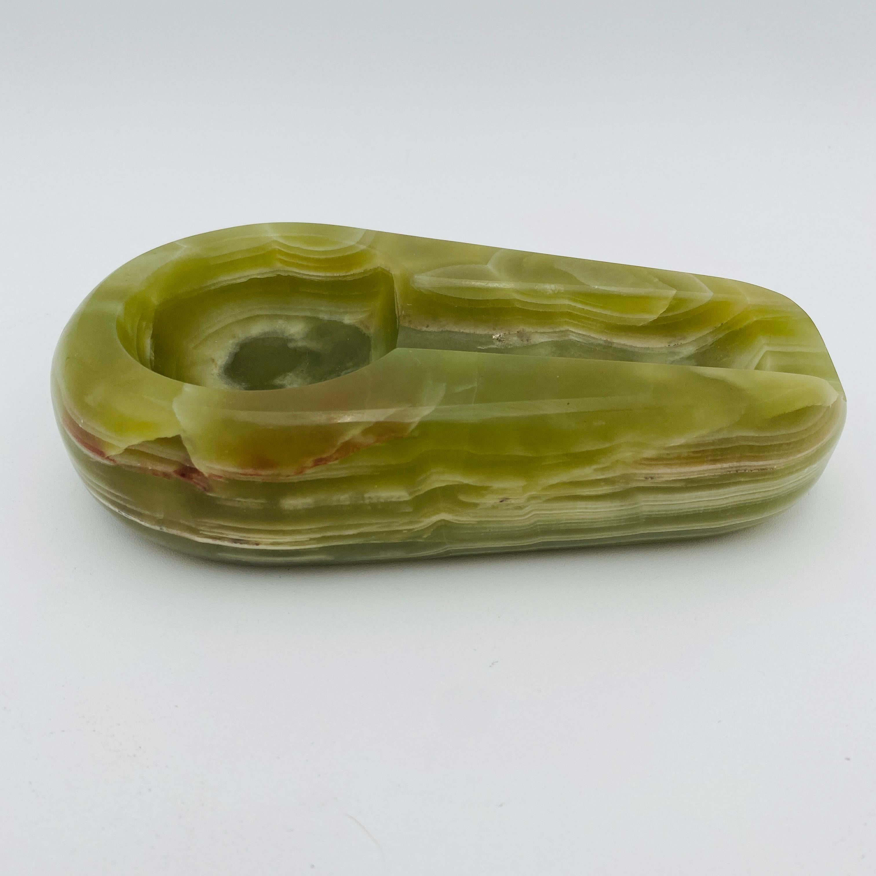 Cenicero vintage de ónice verde para puros, años 70 Pulido