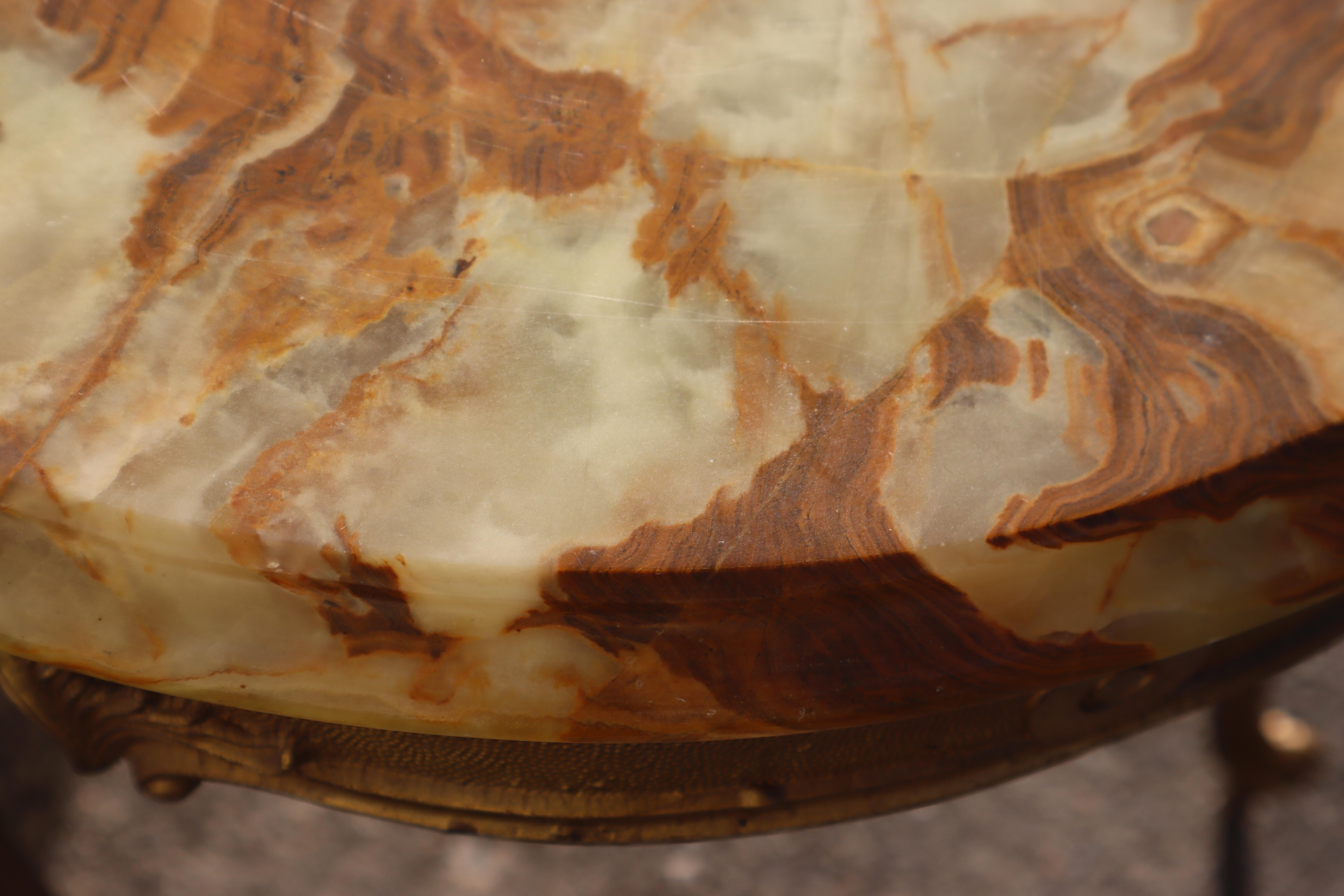 Vintage green Onyx Marble and Brass Coffee Table-Cocktail Table-Lounge Table-60s 3