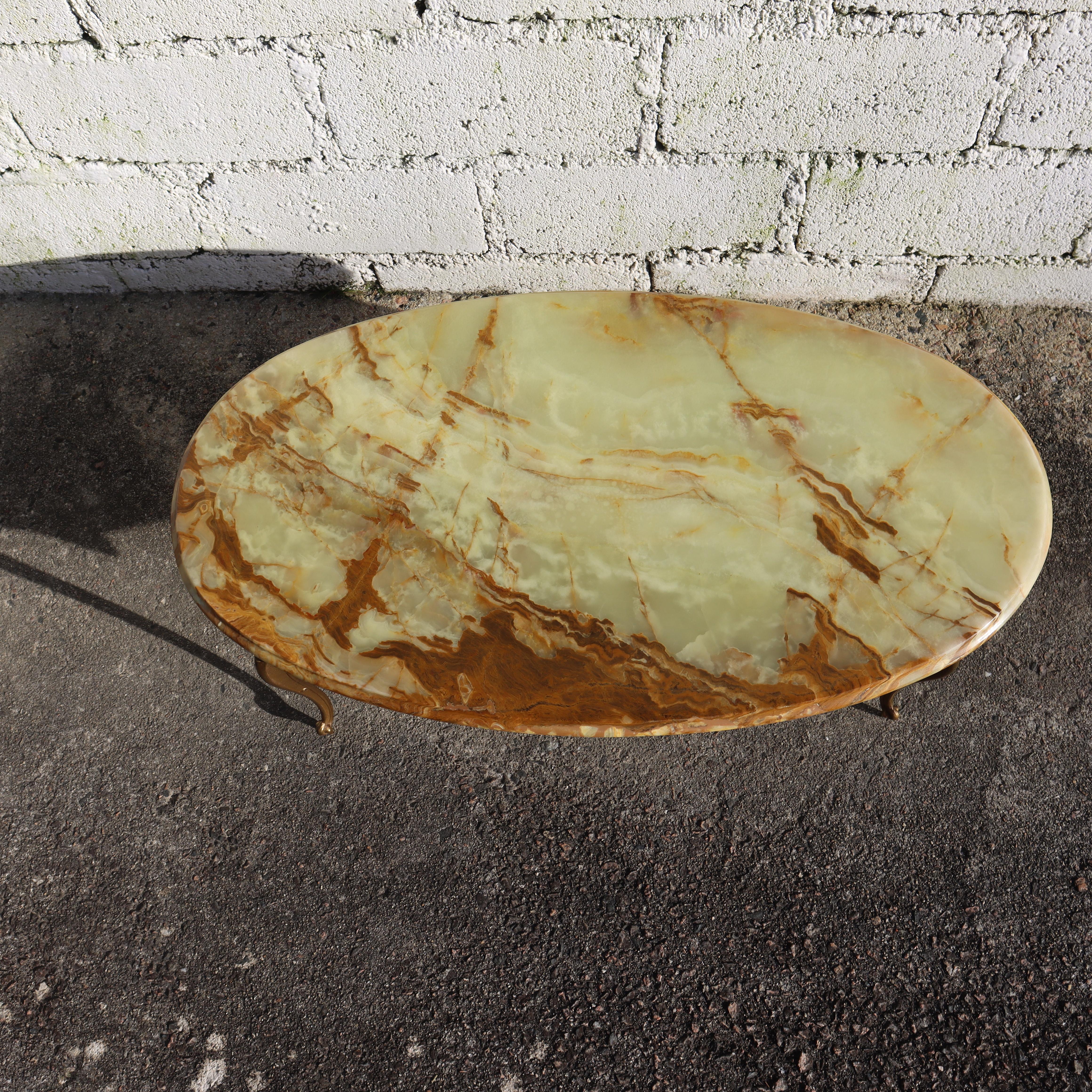 Vintage green Onyx Marble and Brass Coffee Table-Cocktail Table-Lounge Table-60s 6